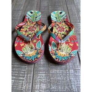 Vera Bradley Sunburst Floral Multi-Colored Flower Theme Flip‎ Flops Size US 5/6